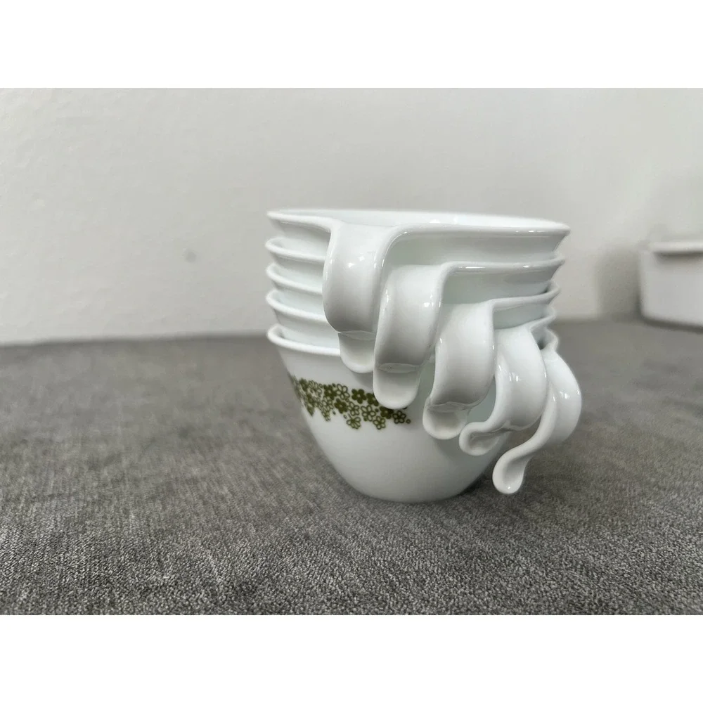 Set of 5 Corelle Spring Blossom Crazy Daisy Cups Hook‎ Handle Vintage Stackable